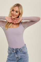 Lavender Mesh Long Sleeve Maternity Top