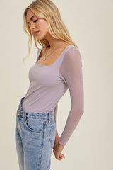 Lavender Mesh Long Sleeve Top