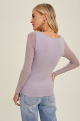 Lavender Mesh Long Sleeve Top