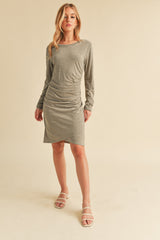 Heather Grey Ruched Wrap Dress