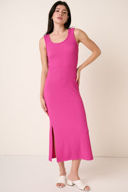 Fuchsia Ribbed Side Slit Maxi Dress