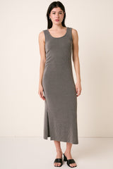 Charcoal Ribbed Side Slit Maxi Dress