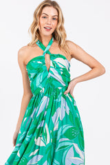 Green Floral Halter Maxi Dress