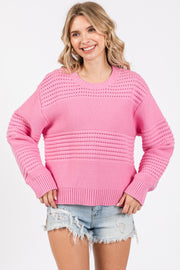 Pink Open Knit Sweater