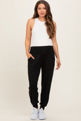 Black Soft Knit Maternity Joggers