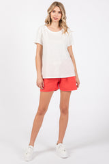 Ivory Raw Hem Short Sleeve Top