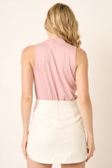 Light Pink Sleeveless Mock Neck Top