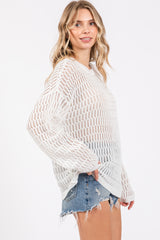 White Open Knit Sweater