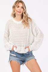 White Open Knit Sweater