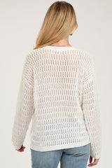 White Open Knit Maternity Sweater