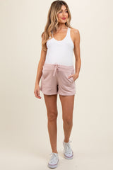 Light Pink Terry Maternity Shorts