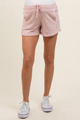 Light Pink Terry Maternity Shorts