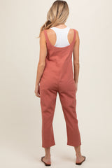 Mauve Button Down Maternity Cropped Jumpsuit