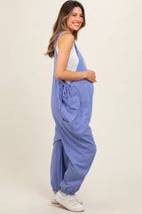 Lavender Racerback Drawstring Side Pocket Maternity Jumpsuit