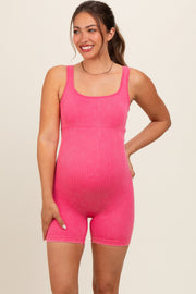 Pink Ribbed Essential Body Sculpt Maternity Romper