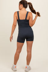 Black Ribbed Essential Body Sculpt Maternity Romper