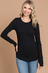 Black Ribbed Maternity Long Sleeve Top