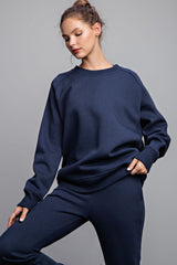 Navy Blue Pullover Terry Crewneck