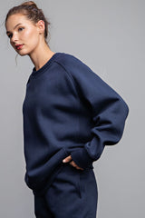 Navy Blue Pullover Terry Crewneck