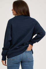 Navy Blue Pullover Maternity Terry Crewneck