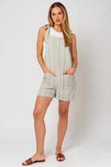 Light Olive Front Pocket Tie Strap Romper