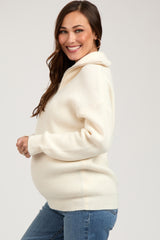 Cream Half Zip Maternity Sweater