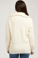 Cream Half Zip Maternity Sweater