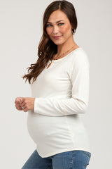 Ivory V-Neck Maternity Long Sleeve