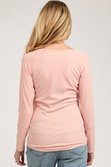 Mauve V-Neck Maternity Long Sleeve Shirt