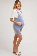 Royal Blue Striped Bow Strap Maternity Romper