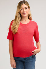 Red Knit Short Sleeve Maternity Top