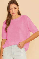 Pink Knit Short Sleeve Maternity Top