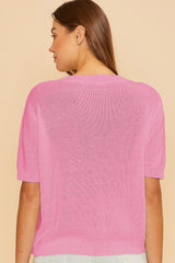 Pink Knit Short Sleeve Top