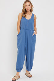 Blue Loose Fit Sleeveless Jumpsuit