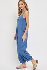 Blue Loose Fit Sleeveless Jumpsuit