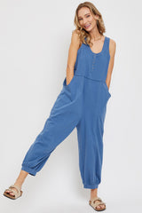 Blue Loose Fit Sleeveless Jumpsuit