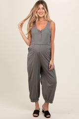 Grey Loose Fit Sleeveless Maternity Jumpsuit