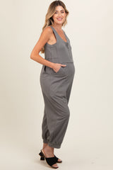 Grey Loose Fit Sleeveless Maternity Jumpsuit