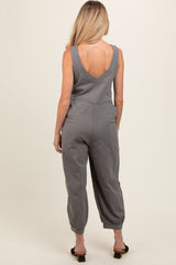 Grey Loose Fit Sleeveless Maternity Jumpsuit