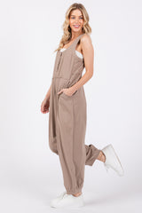 Taupe Loose Fit Sleeveless Jumpsuit