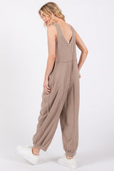 Taupe Loose Fit Sleeveless Jumpsuit