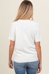 White Short Sleeve Knit Maternity Top