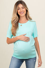 Mint Green Short Sleeve Knit Maternity Top