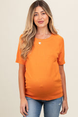 Orange Short Sleeve Knit Maternity Top