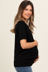 Black Short Sleeve Knit Maternity Top