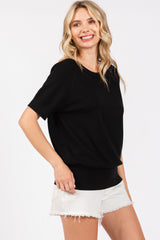 Black Short Sleeve Knit Top