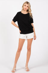 Black Short Sleeve Knit Top