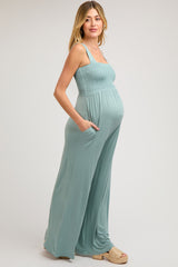 Mint Sleeveless Wide Leg Maternity Jumpsuit