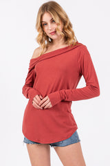 Rust Long Sleeve Off Shoulder Maternity Top