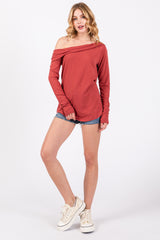 Rust Long Sleeve Off Shoulder Top